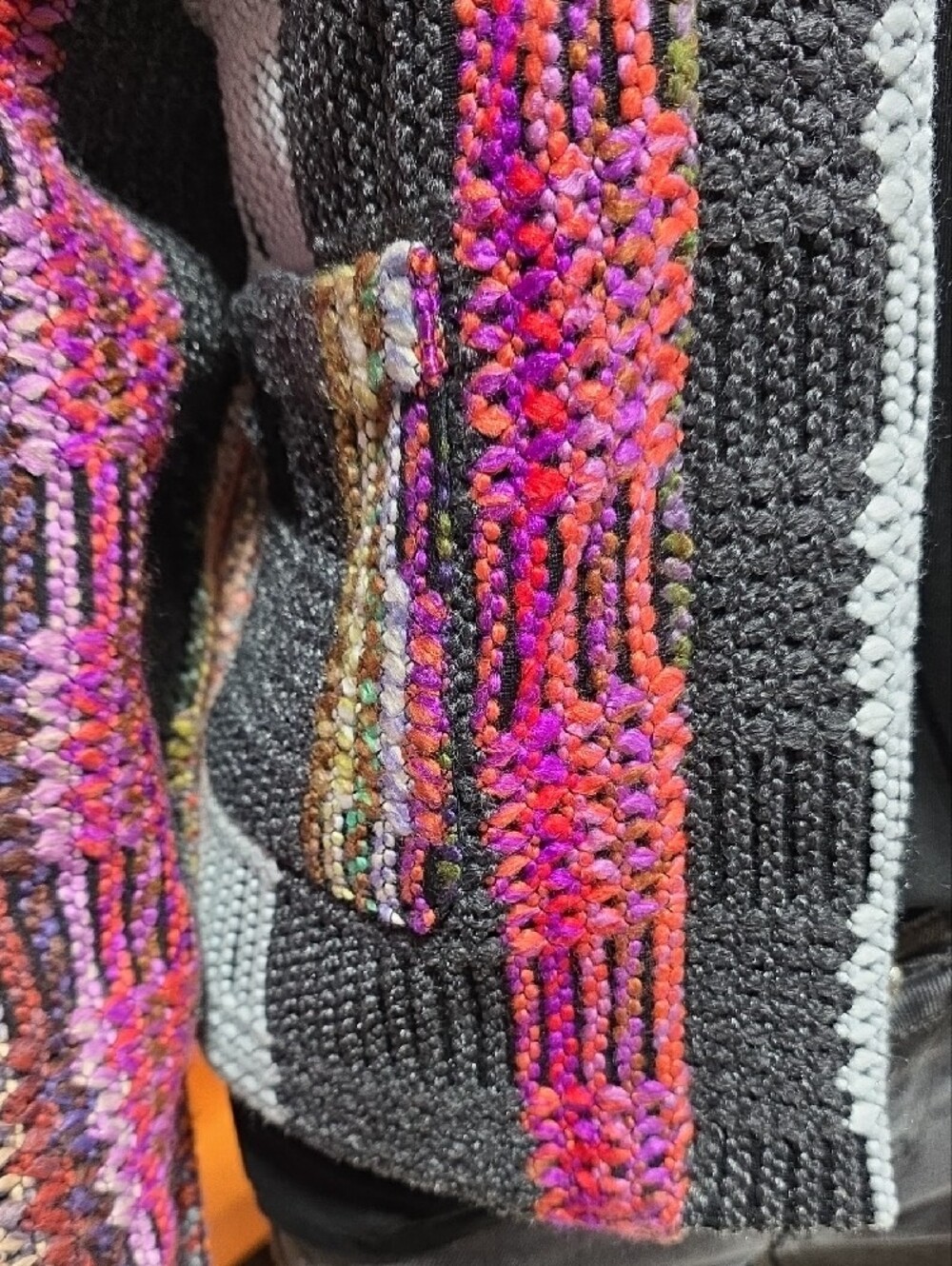 Colorblock Crochet Open-Front Jacket - Multi/Gray - Picture 6 of 11